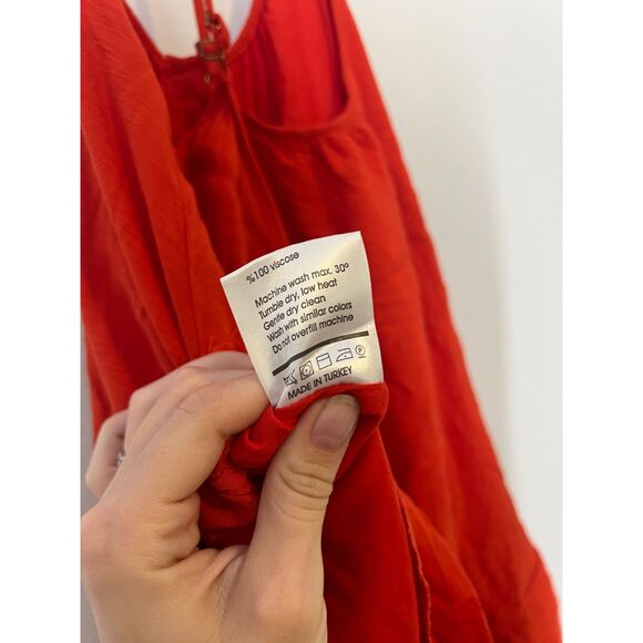 Sincerely Jules Red Rosa Cross Strap Dress Womens Sz S Shapeless Flowy Boho - Picture 11 of 13